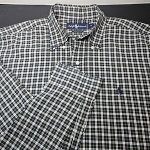 Ralph Lauren Blue Plaid Checkered Long Sleeve Shirt Mens Medium